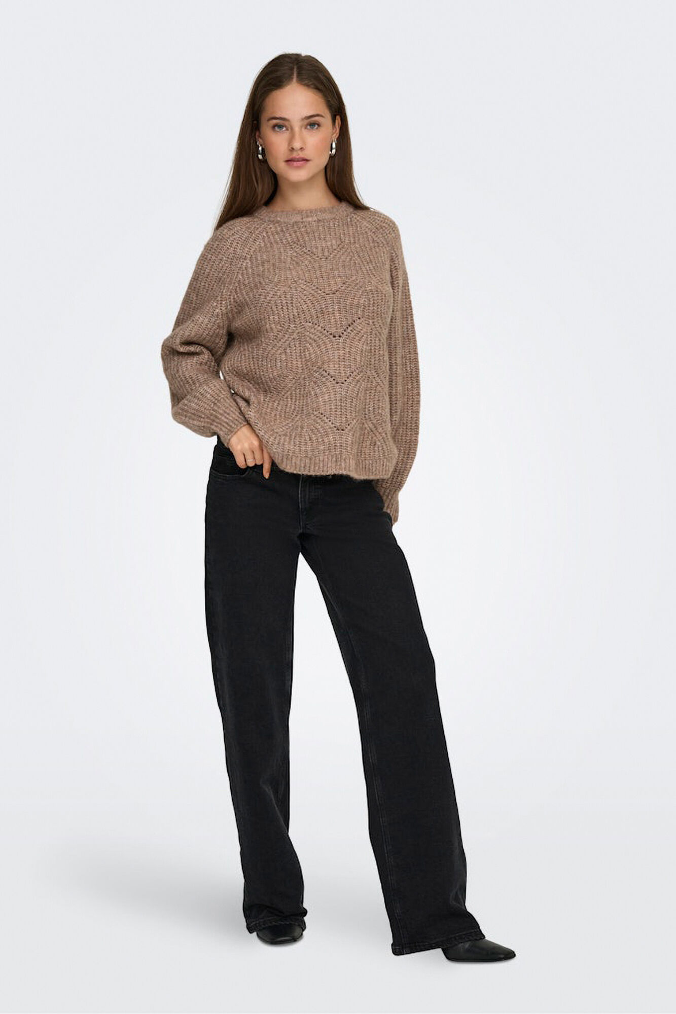 Only Camisola estruturado com gola redonda