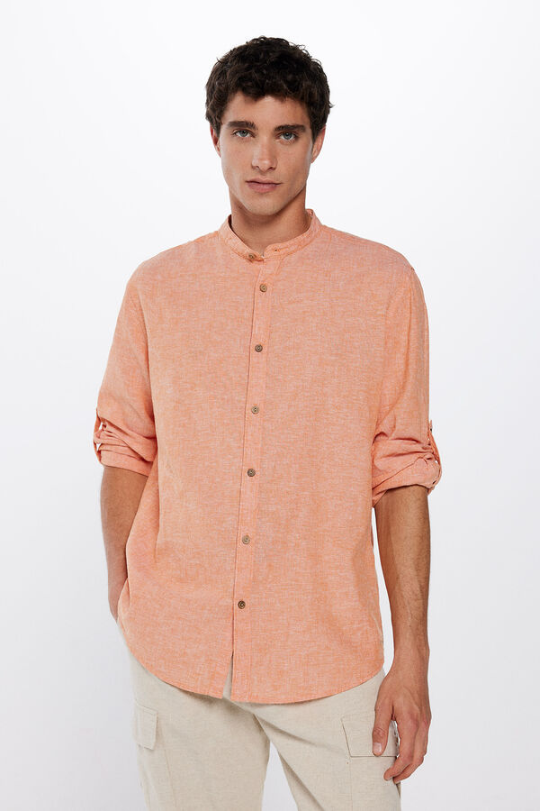 Springfield Camisa mao lino naranja