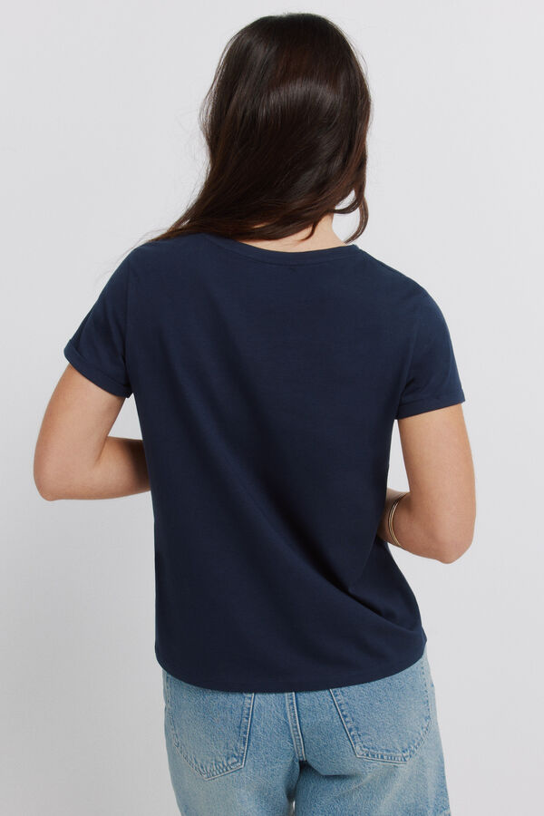 Springfield T-shirt de manga curta em algod&atilde;o "cowgirl" azul