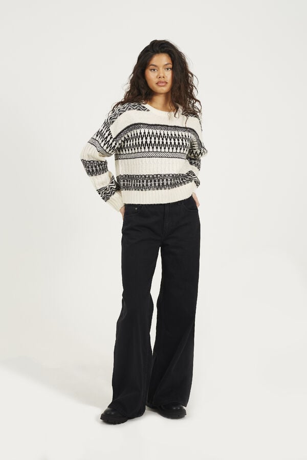 Brave Soul Jersey jacquard oversized beige