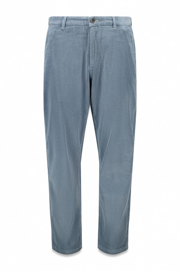 Springfield Cal&ccedil;as chino slim fit confort&aacute;vel de veludo cotel&ecirc; lavado azul