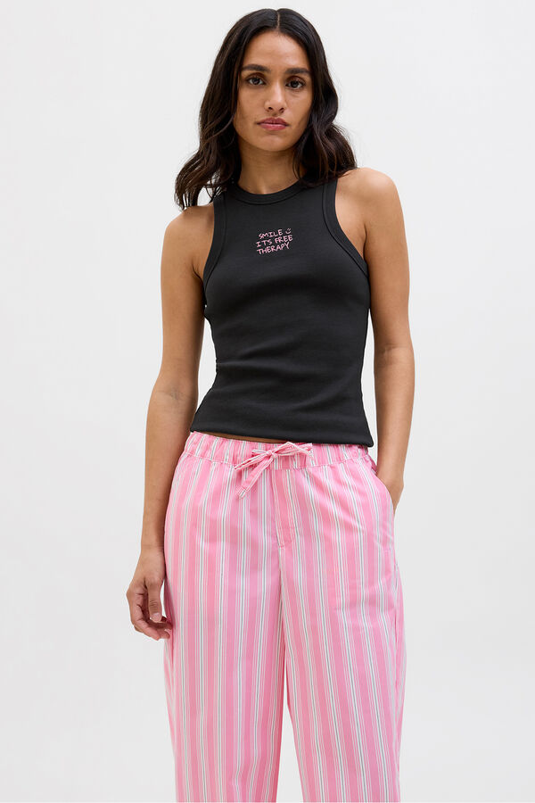 Jack & Jones Top com alças caneladas preto