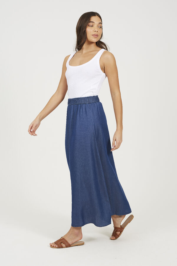 Brave Soul Falda midi con cintura el&aacute;stica azul