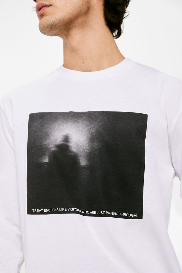 Springfield T-shirt manga comprida blur branco
