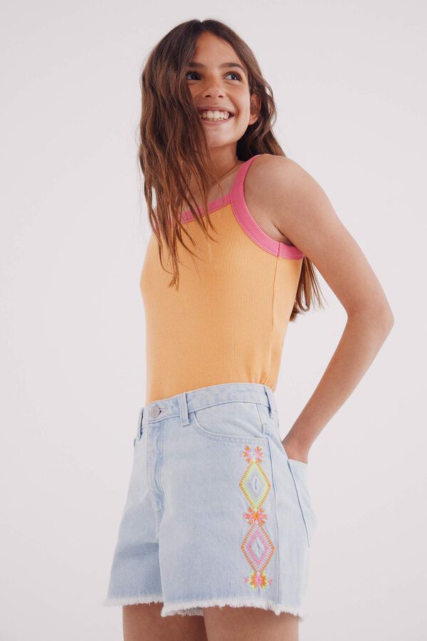 Springfield Kids Short bordados ikat para niña azul