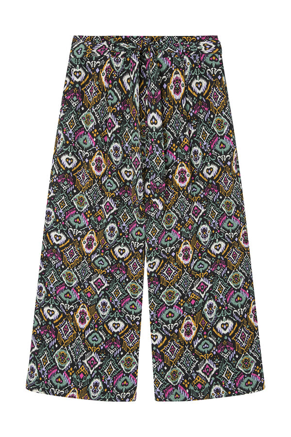 Springfield Calças culotte fluidas estampadas preto