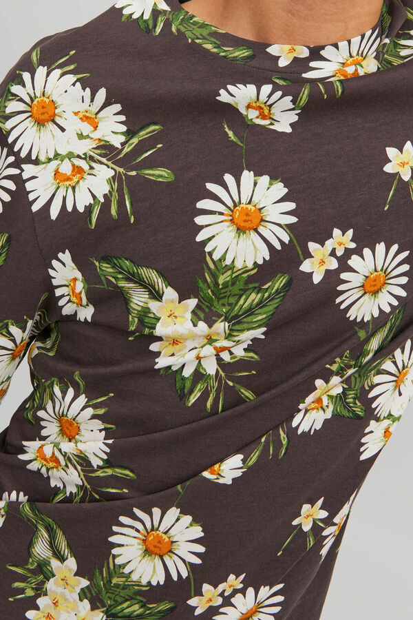 Jack & Jones Camiseta print floral marrón