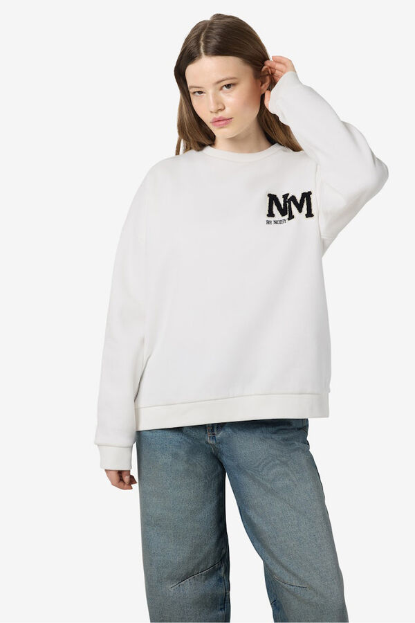 Noisy May Sudadera b&aacute;sica bordado lateral blanco
