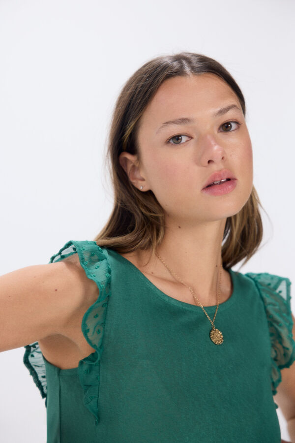 Springfield T-shirt folhos plumeti Caqui escuro