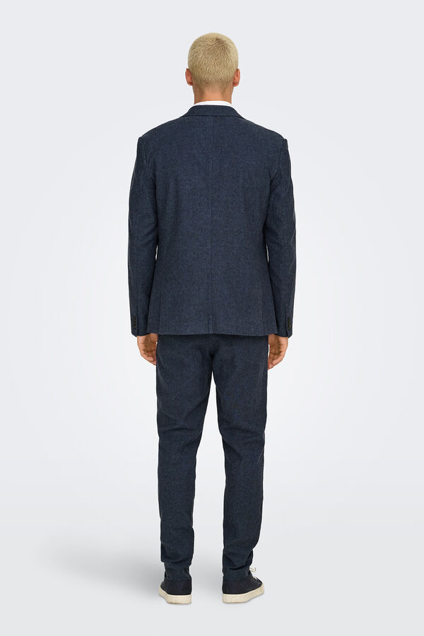 Only & Sons Blazer masculino slim fit com bolsos azul