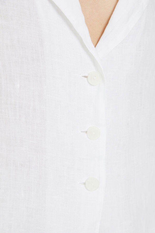 System Action Chaleco de lino recto blanco