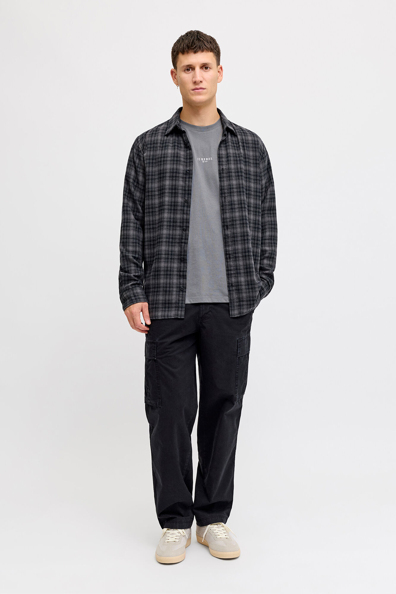 JJ REBEL Cal&ccedil;a cargo em algod&atilde;o de cintura m&eacute;dia