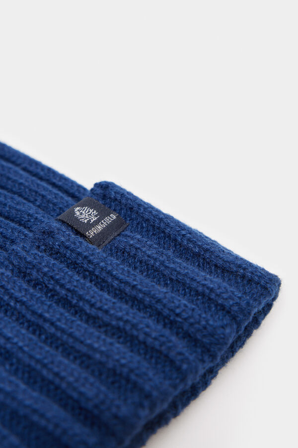 Springfield Gorro beanie básico canalé azul medio