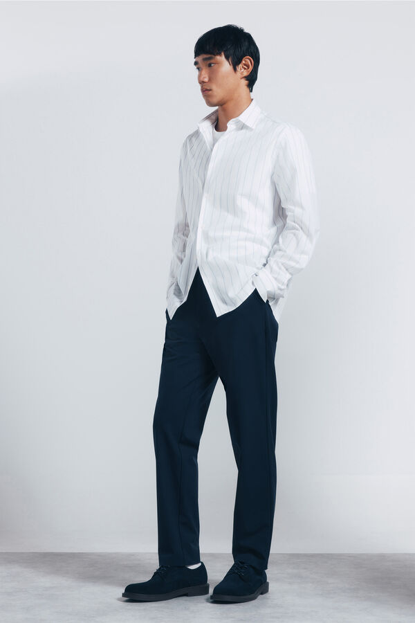 Springfield Camisa popel&iacute;n rayas azul