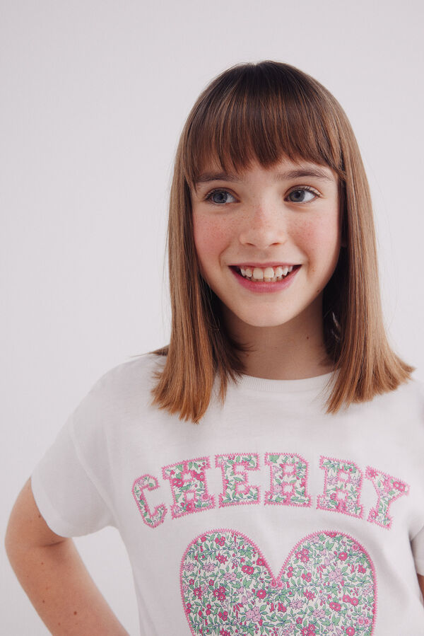 Springfield Kids T-shirt cereja de menina branco
