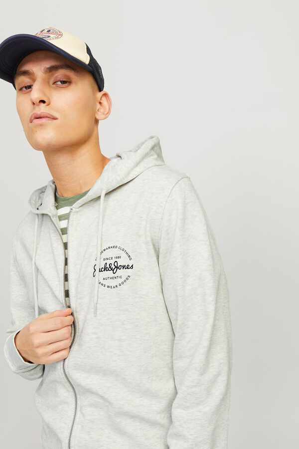 Jack & Jones Sweatshirt com capuz padr&atilde;o branco