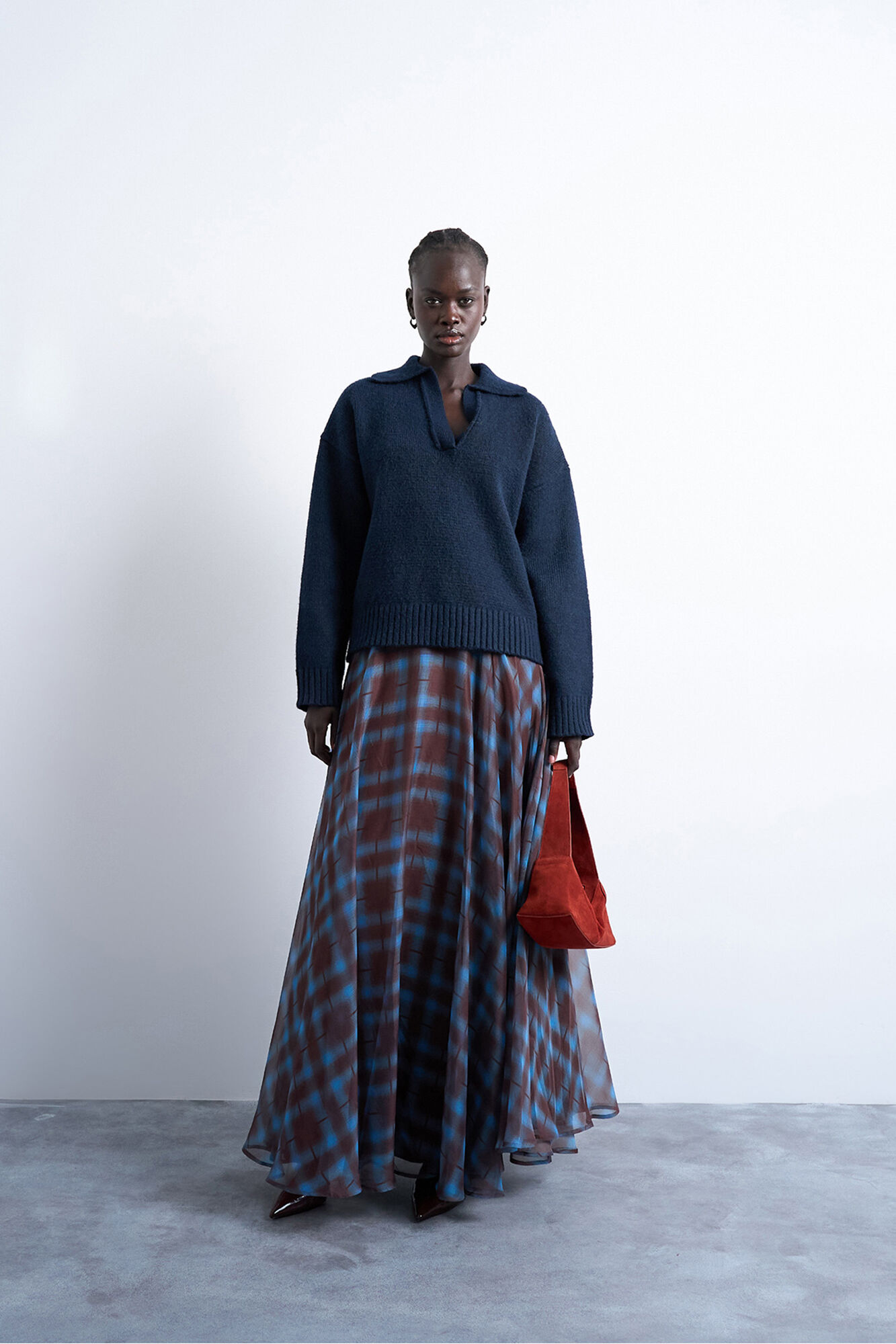 Topshop Falda larga a cuadros