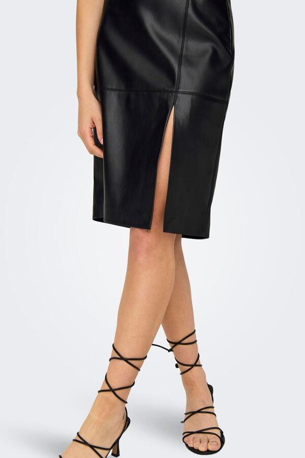 Only Falda corta de polipiel negro