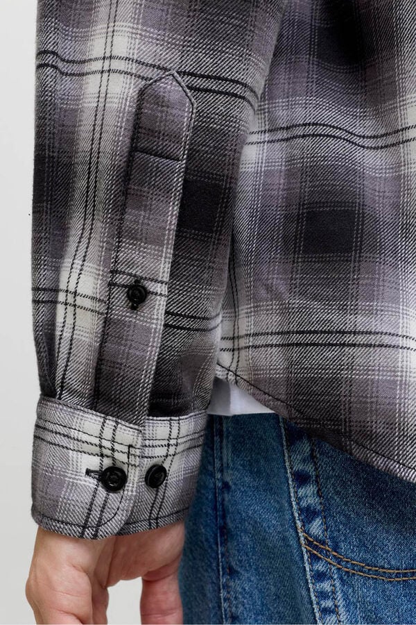 JJ REBEL Camisa xadrez regular fit cinzento