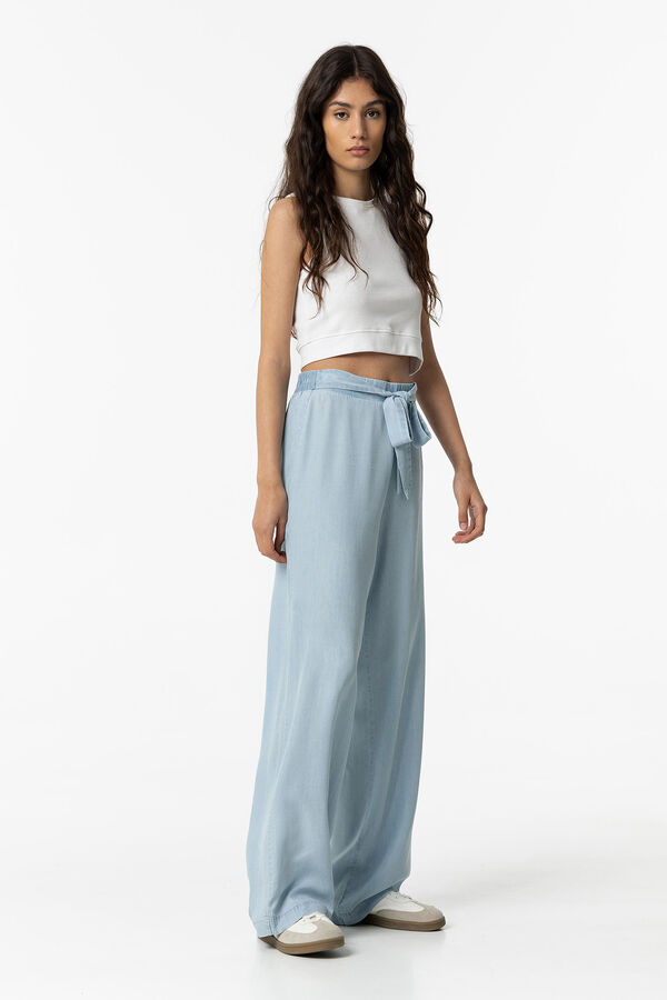 Tiffosi Pantal&oacute;n Culotte Wide Leg Lyocell con Lazo azul