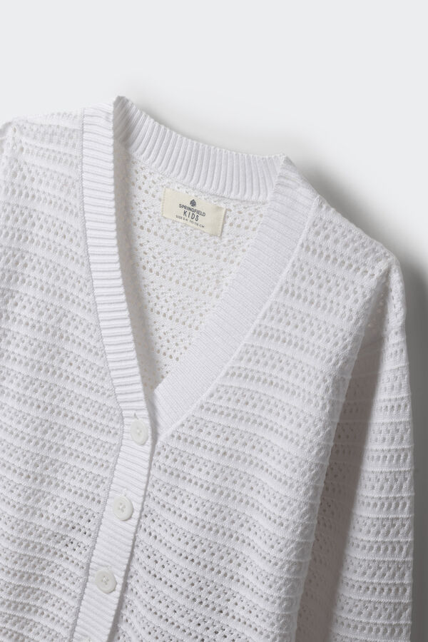 Springfield Kids Cardigan punto ni&ntilde;a blanco