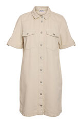 Noisy May Vestido jeans de manga curta curta com abotoamento frontal e bolsos. cinzento