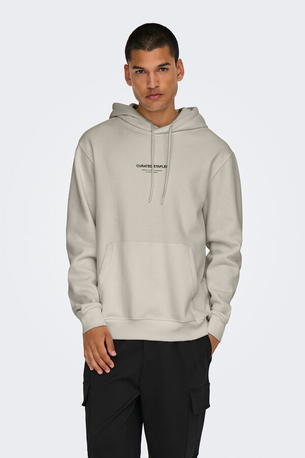 Only & Sons Sudadera con capucha ajustable con cordones y detalle frontal. gris