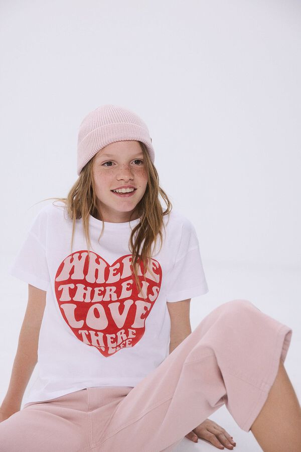Springfield Kids Camiseta corazón niña blanco