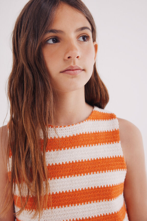 Springfield Kids Vestido riscas de crochet para meninas vermelho