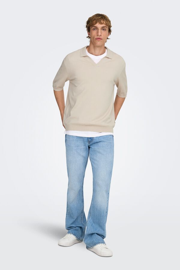 Only & Sons Polo de punto manga corta beige