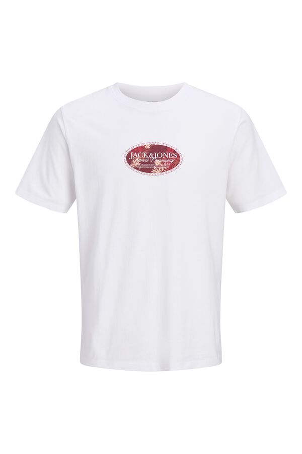 Jack & Jones Camiseta regular fit logo blanco