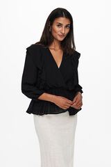 Springfield Blusa cuello pico manga 3/4 negro