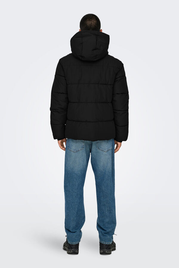 Only & Sons Casaco acolchoada com capuz preto