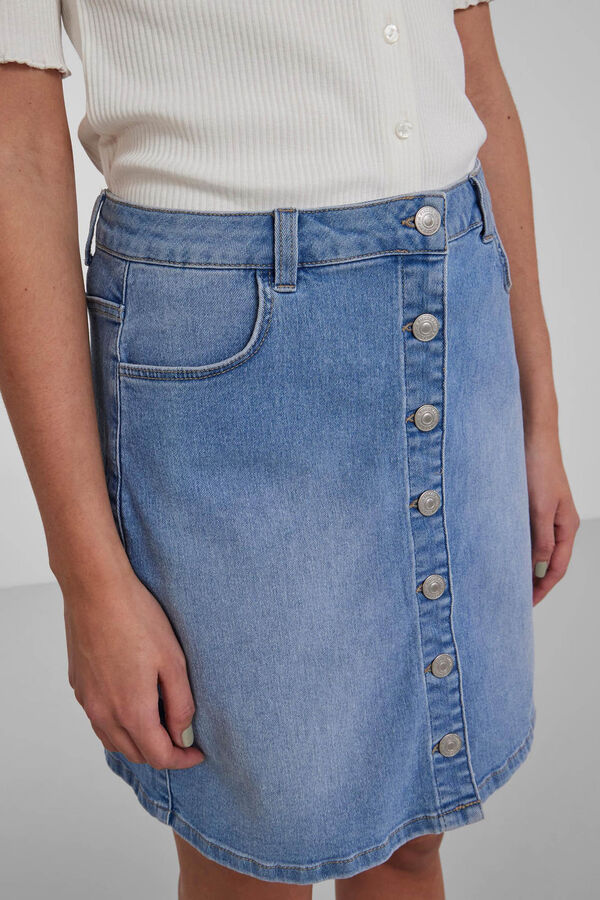 Pieces Falda Midi azul