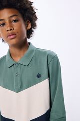 Springfield Kids Polo color block manga larga ni&ntilde;o verde