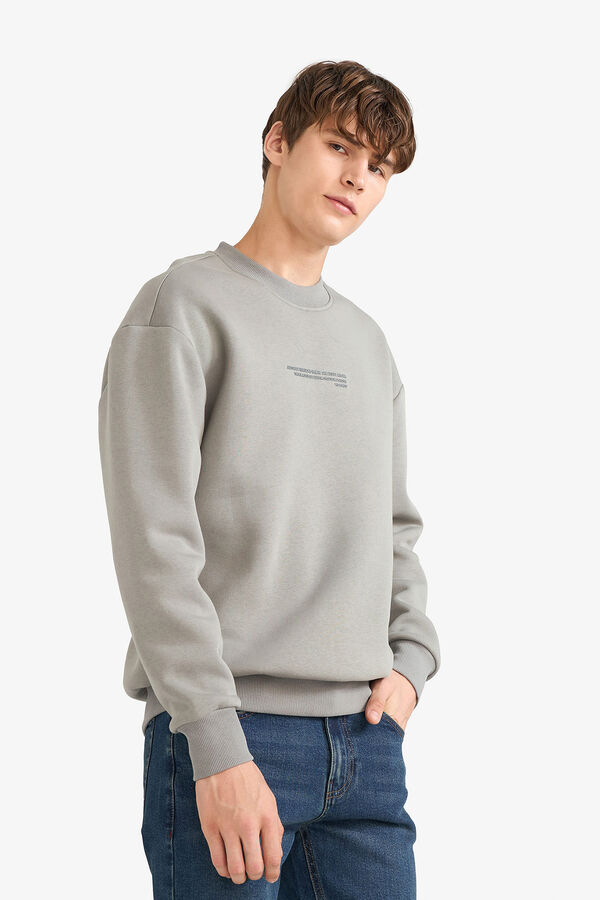 DeFacto Sudadera cuello redondo gris