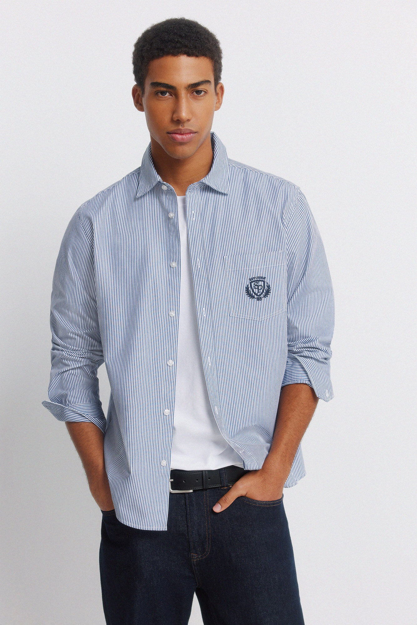 Springfield Camisa &agrave;s riscas com bordado no bolso