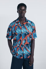 Springfield Camisa de manga curta de viscose estampado vermelho