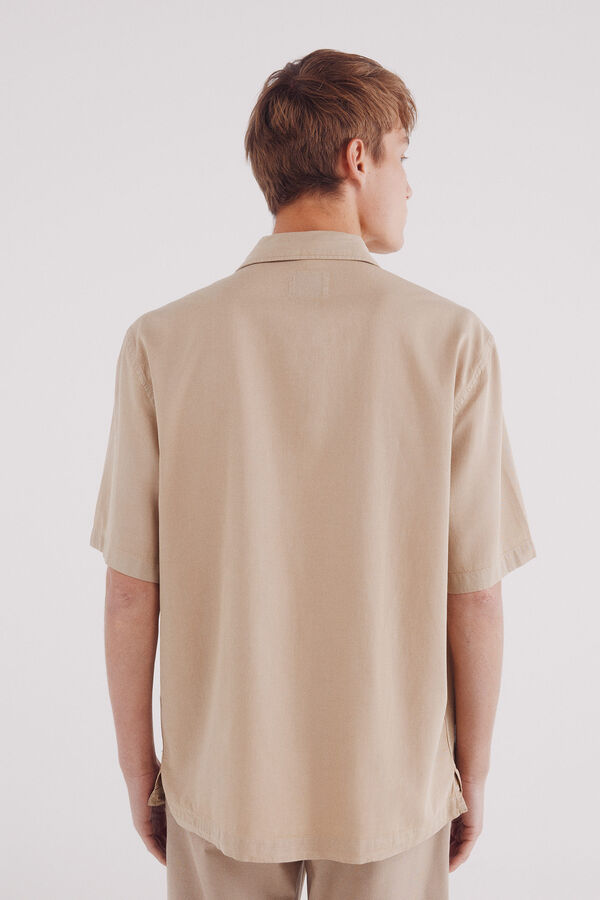 Springfield Camisa de manga curta Tencel bege