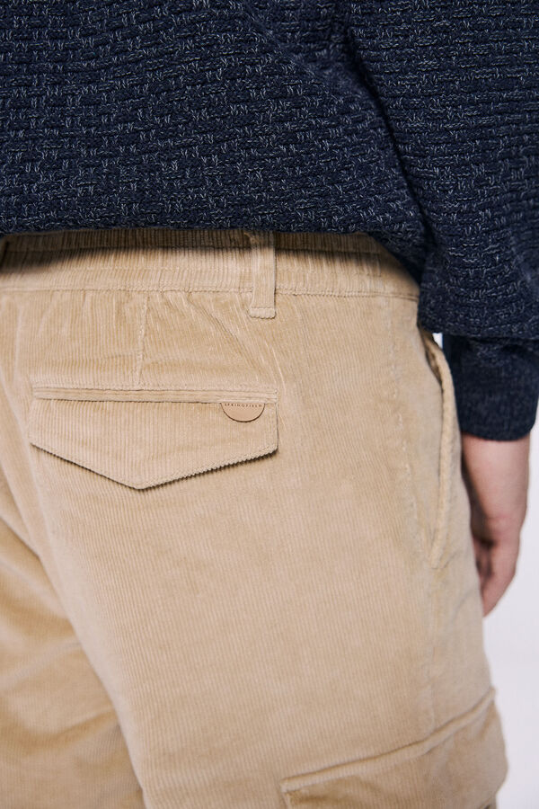 Springfield Pantal&oacute;n cargo pana slim fit beige