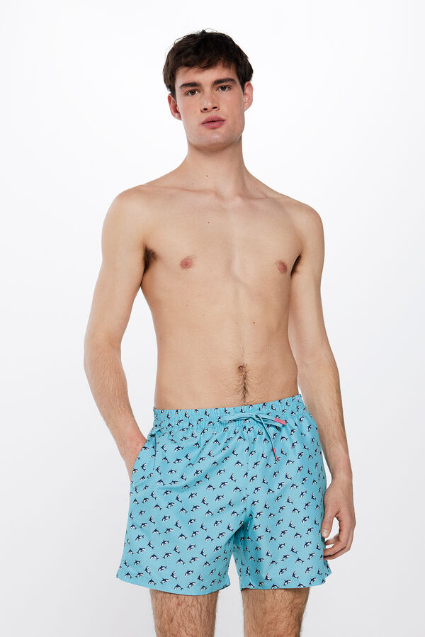 Springfield Ba&ntilde;ador estampado orcas turquesa