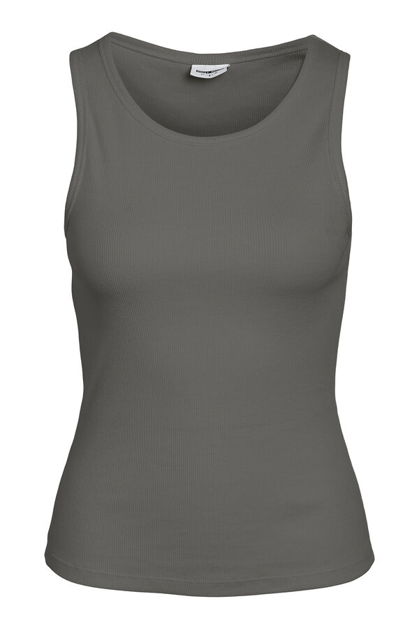 Noisy May T-shirt b&aacute;sica manga cava cinzento