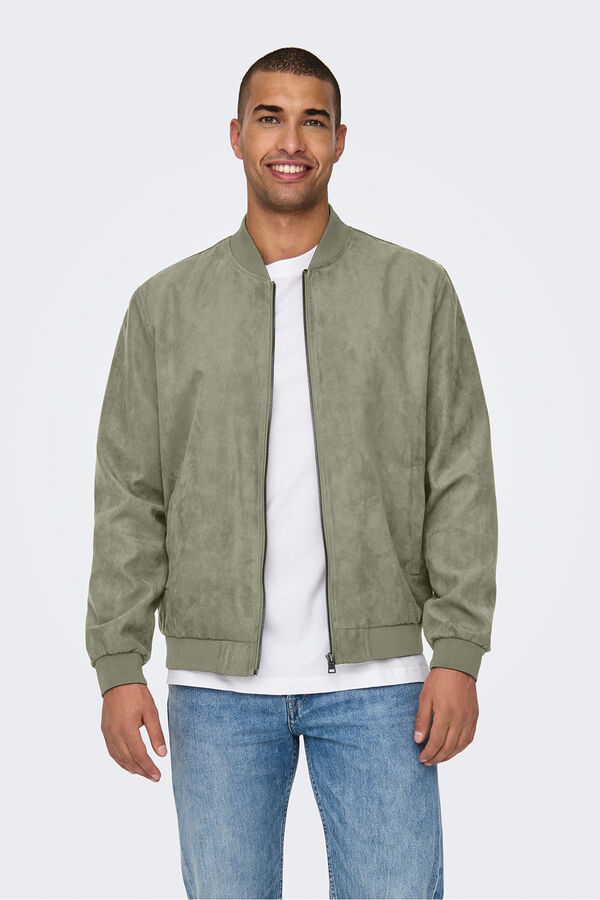 Only & Sons Chaqueta bomber antelina gris