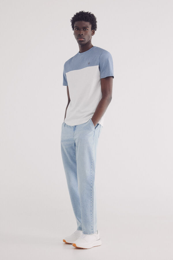 Springfield T-shirt color block bege