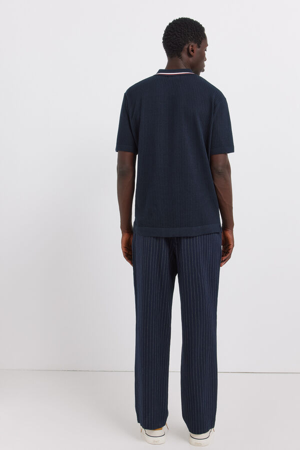 Springfield Chino lino rayas straight fit azul