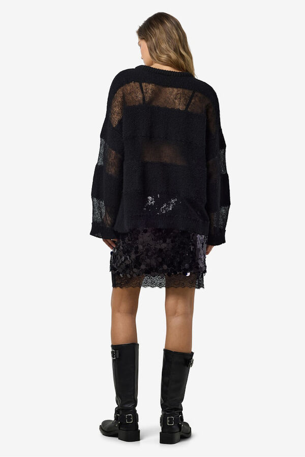 Noisy May Jersey rayas transparencias negro