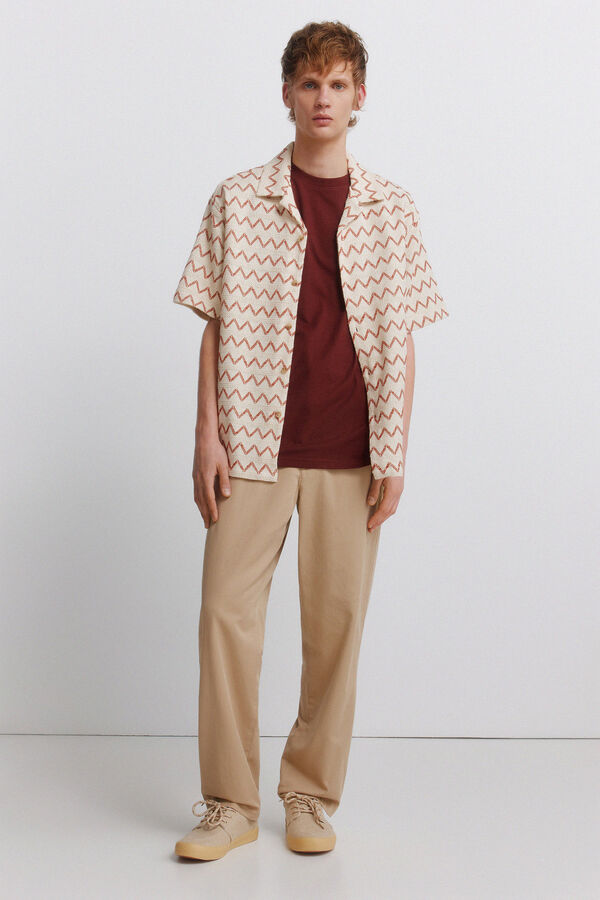 Springfield Camisa bowling punto estampado blanco