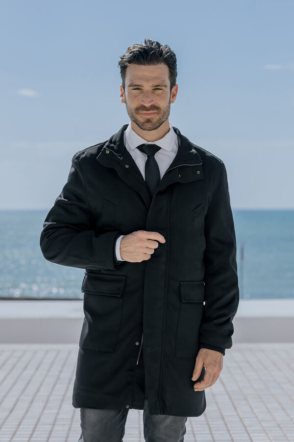 Celopman Abrigo Pa&ntilde;o Diagonal negro