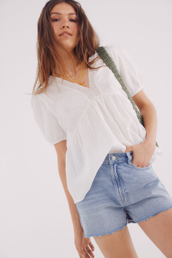 Springfield Shorts jeans ondulado azul