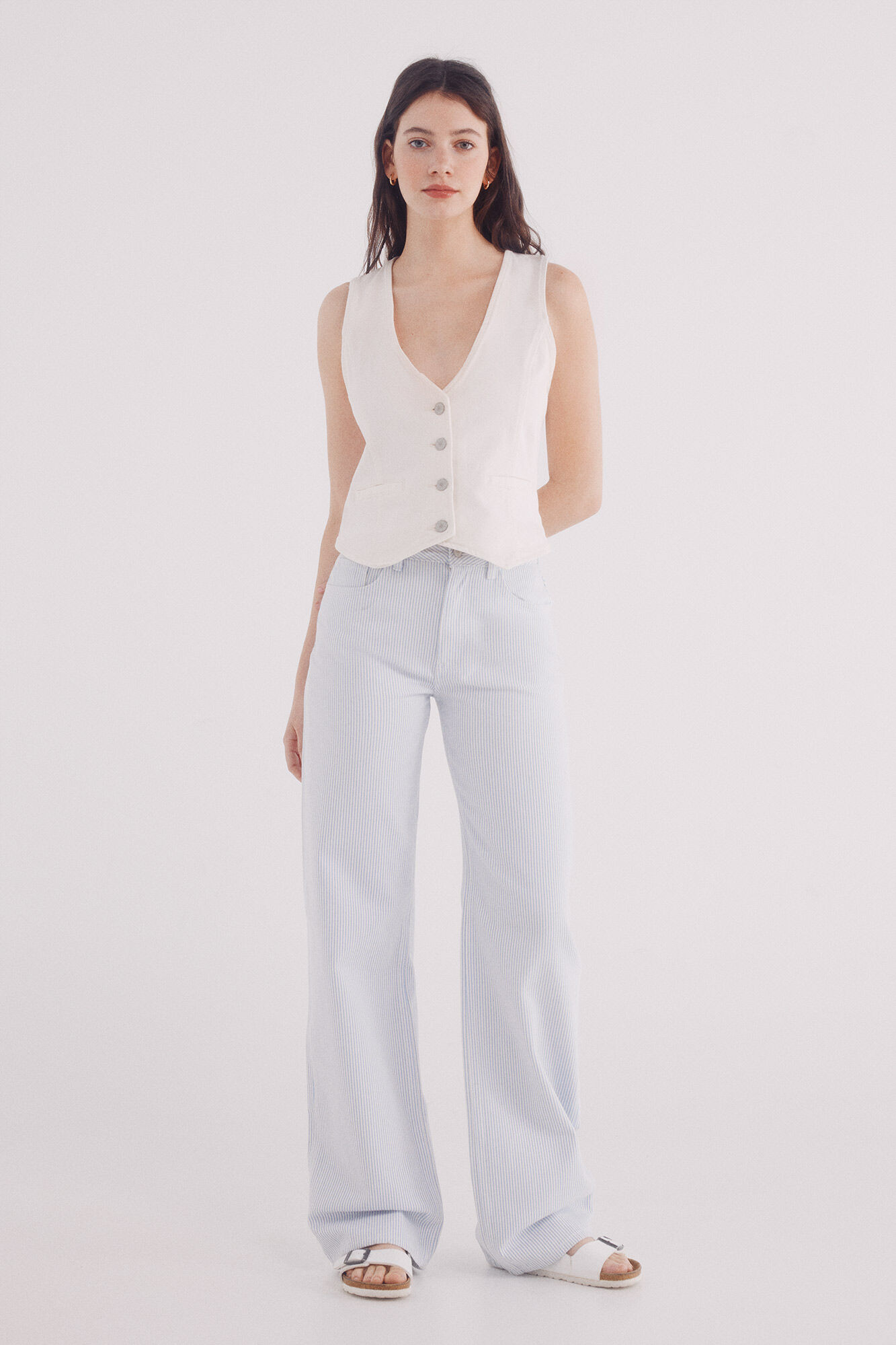 Springfield Jeans wide leg rayas algod&oacute;n